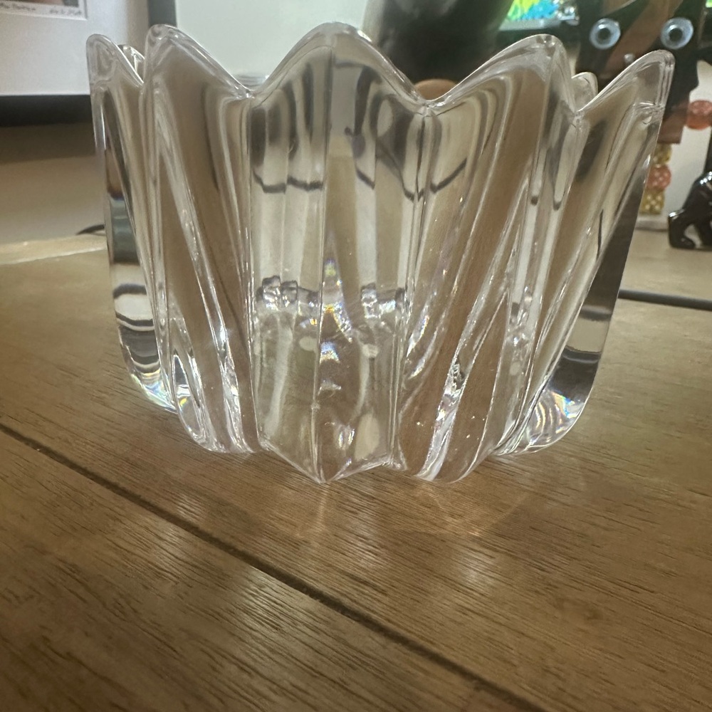 Vintage Signed Orrefors Fleur Jan Johansson Heavy Crystal Bowl